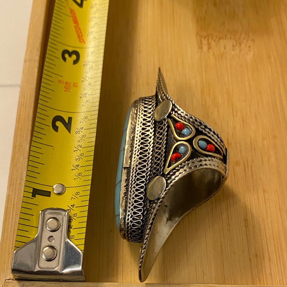 Knuckle Turquoise Stone Statement Ring - image 2